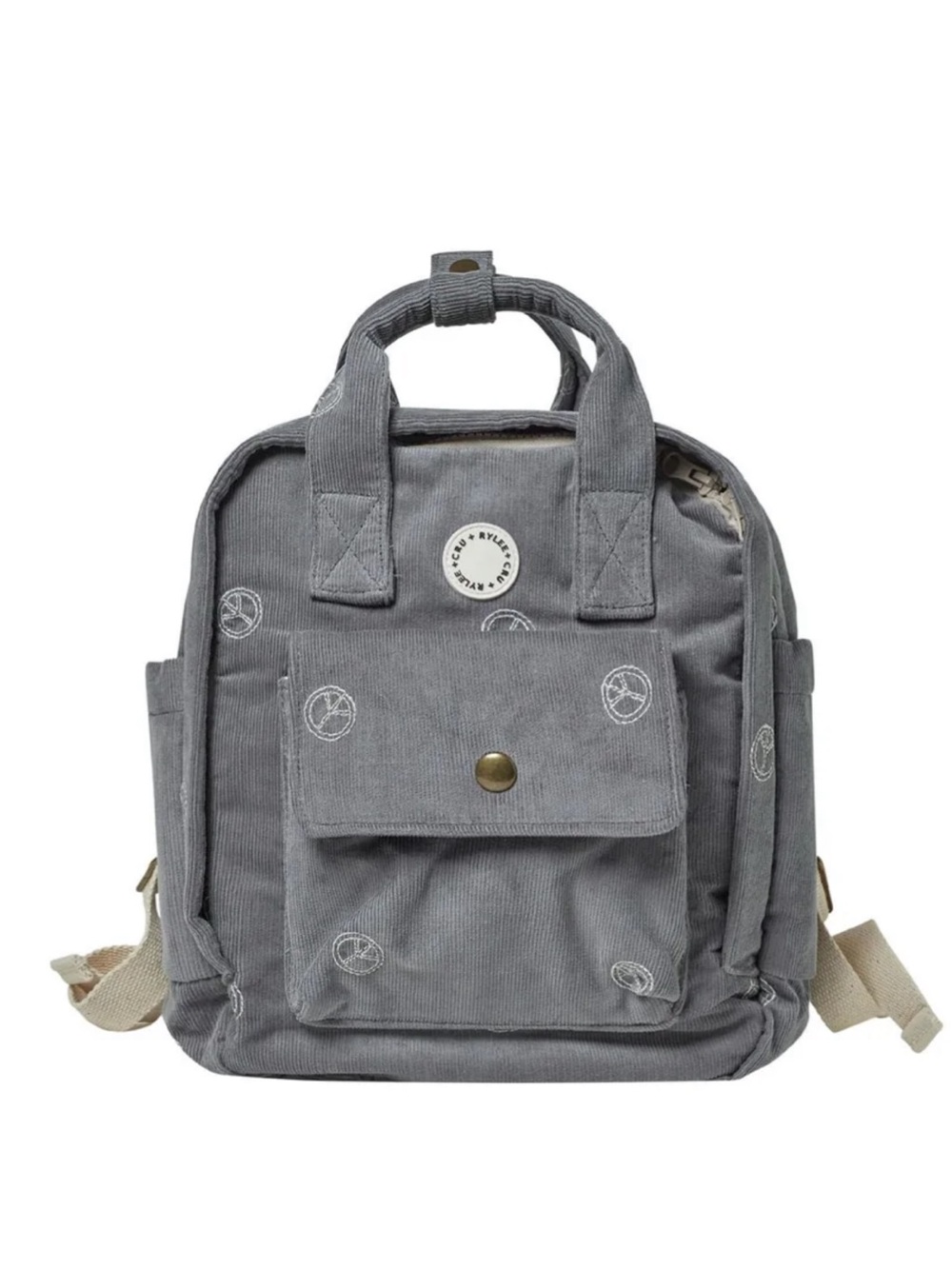 Rylee + Cru Gray Canvas Mini Backpack with Front Pocket